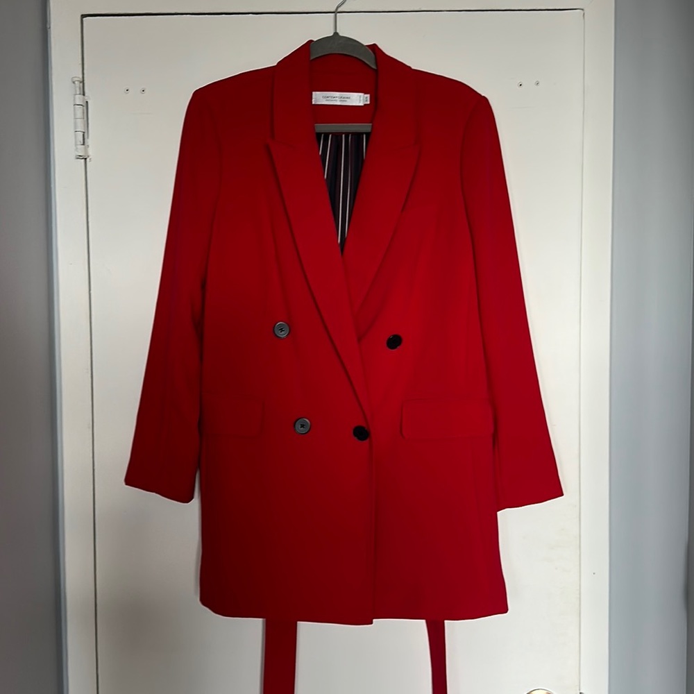 Contemporaine Simons Long Red Tie (optional) Statement Blazer